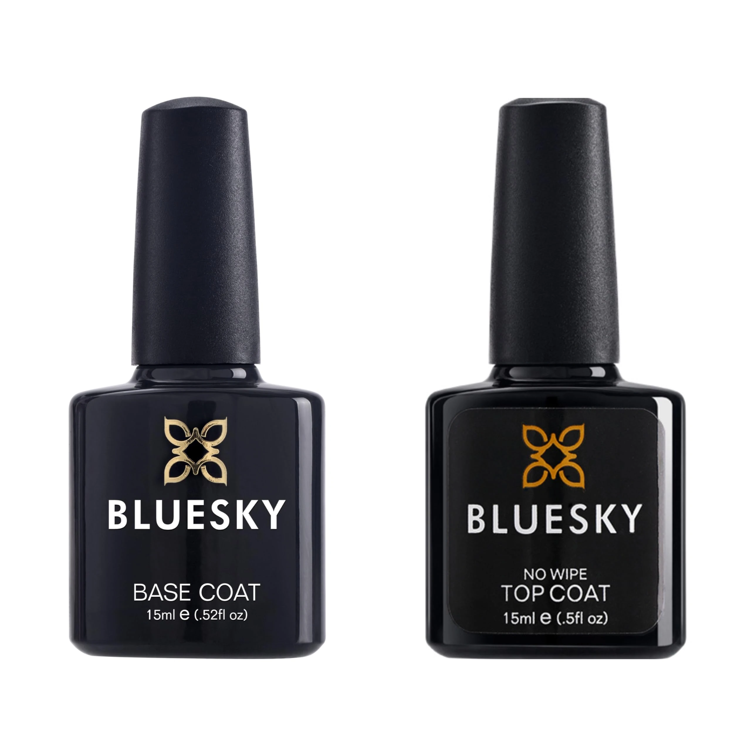 Bluesky Base and No Wipe Top Coat Duo, 2 x 15ml Bottles, Professional Nail Gel Polish