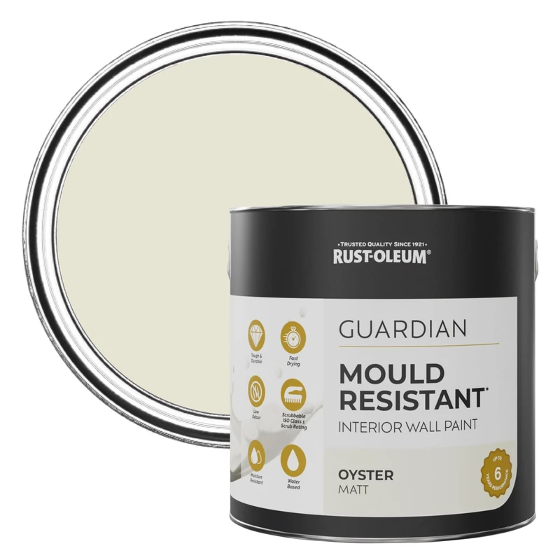 Rust-Oleum Beige Guardian Mould Resistant Wall Paint - Oyster 2.5L