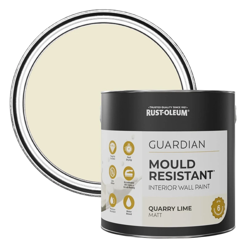 Rust-Oleum Beige Guardian Mould Resistant Wall Paint - Quarry Lime 2.5L
