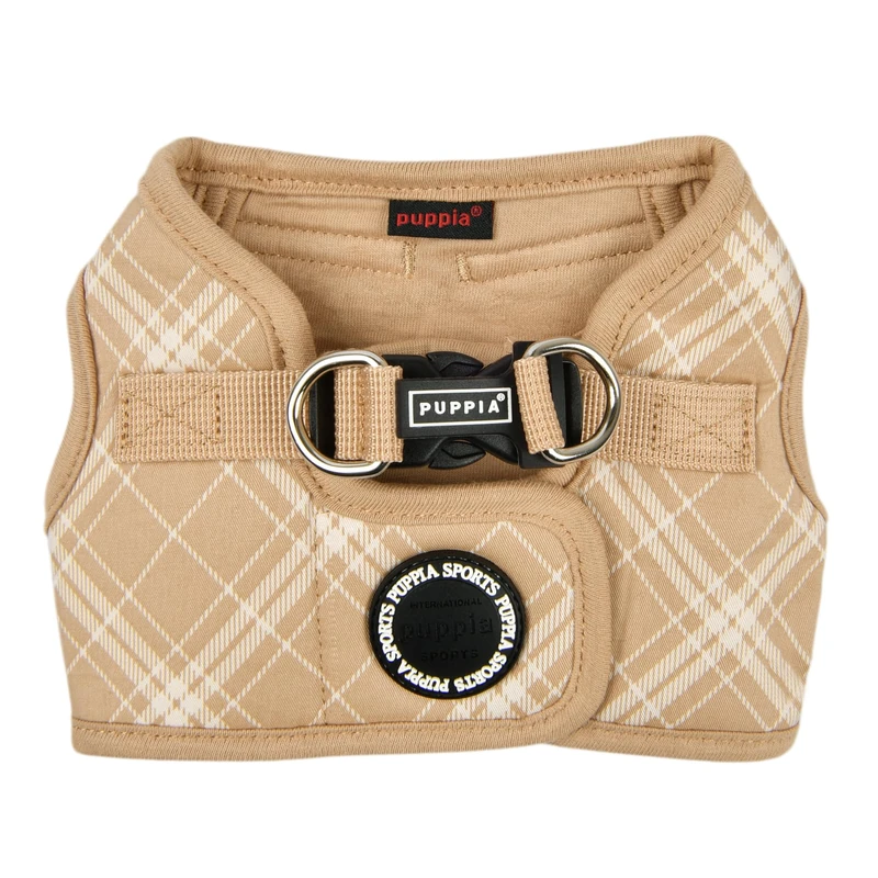 Puppia Corwin Dog Vest Harness B (Step-in) Fashionable Checkered Pattern Spring Summer Harness for Small and Medium Dogs, Beige, X-Large