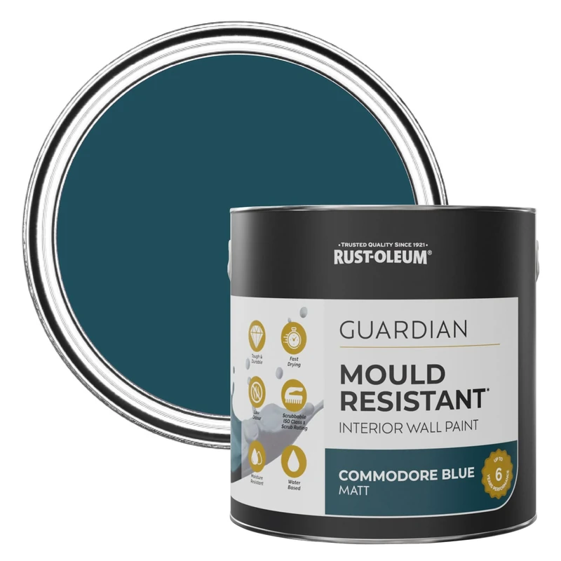 Rust-Oleum Blue Guardian Mould Resistant Wall Paint - Commodore Blue 2.5L