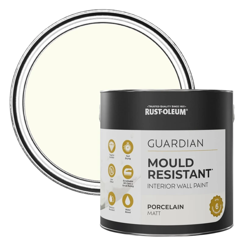 Rust-Oleum White Guardian Mould Resistant Wall Paint - Porcelain 2.5L