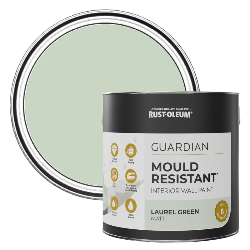 Rust-Oleum Green Guardian Mould Resistant Wall Paint - Laurel Green 2.5L