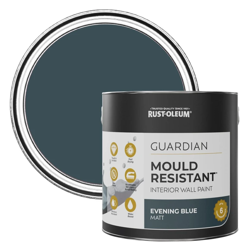 Rust-Oleum Blue Guardian Mould Resistant Wall Paint - Evening Blue 2.5L