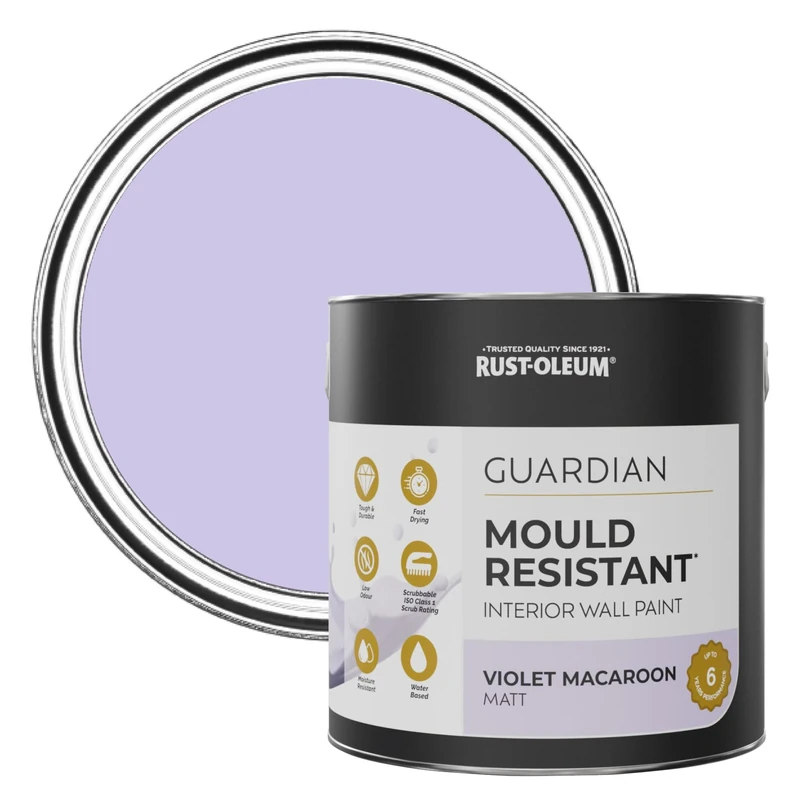 Rust-Oleum Purple Guardian Mould Resistant Wall Paint - Violet Macaroon 2.5L