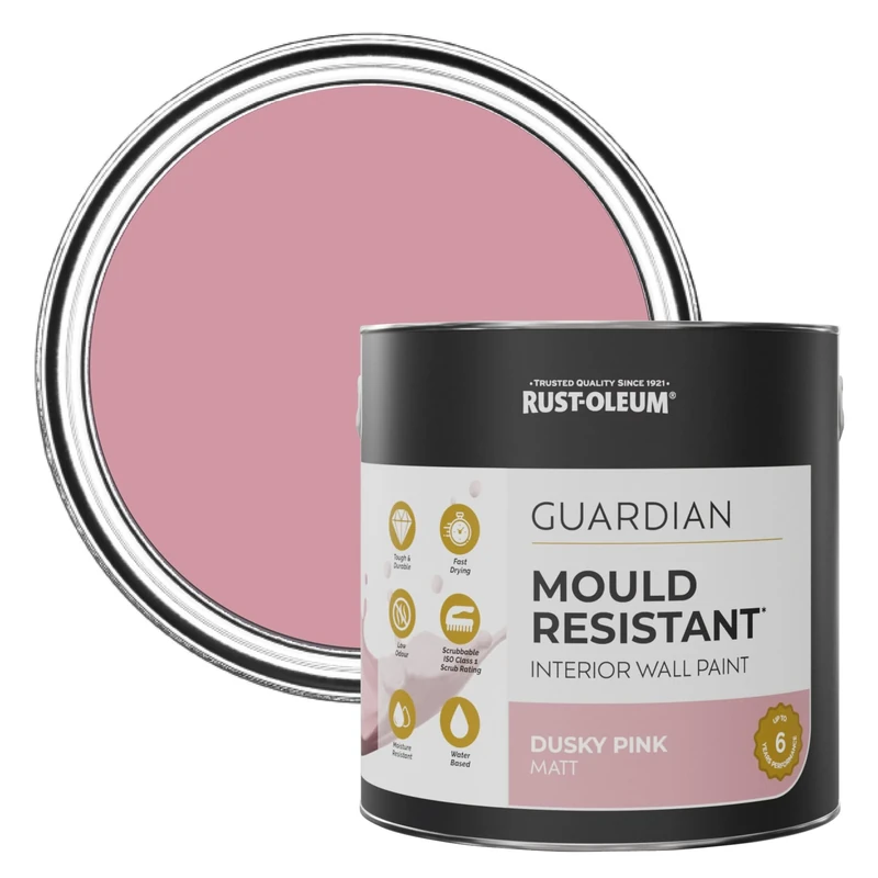Rust-Oleum Pink Guardian Mould Resistant Wall Paint - Dusky Pink 2.5L