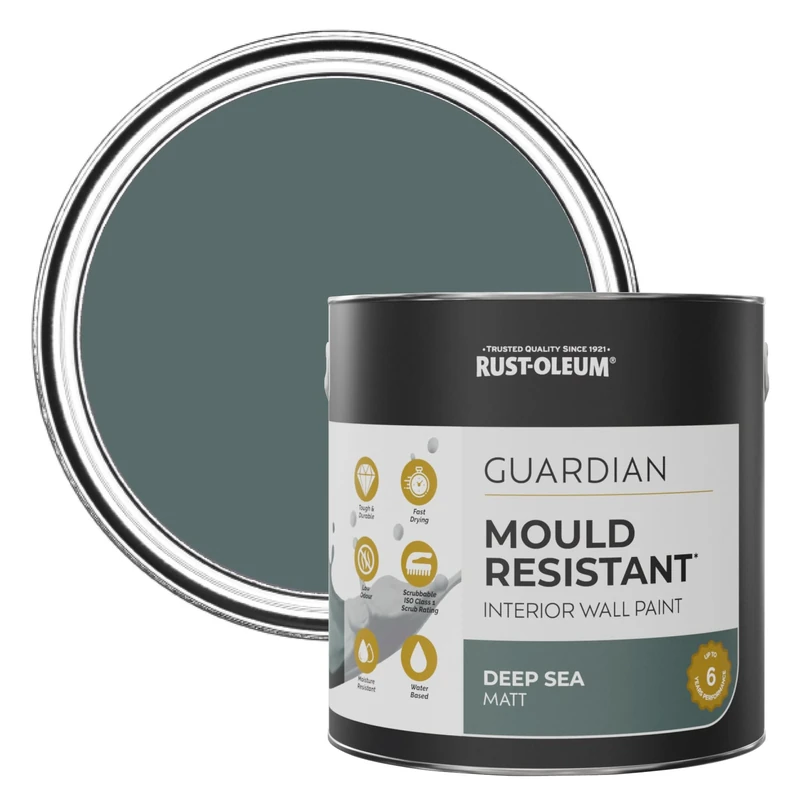 Rust-Oleum Green Guardian Mould Resistant Wall Paint - Deep Sea 2.5L