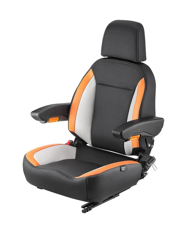 VEVOR Universal Forklift Seat, Tractor Seat with Adjustable Back, Armrest, Headrest & Safety Belt, Secure Tractor Seat with Micro Switch, Ergonomic Lawnmower Seat for Skid Loader Bulldozer