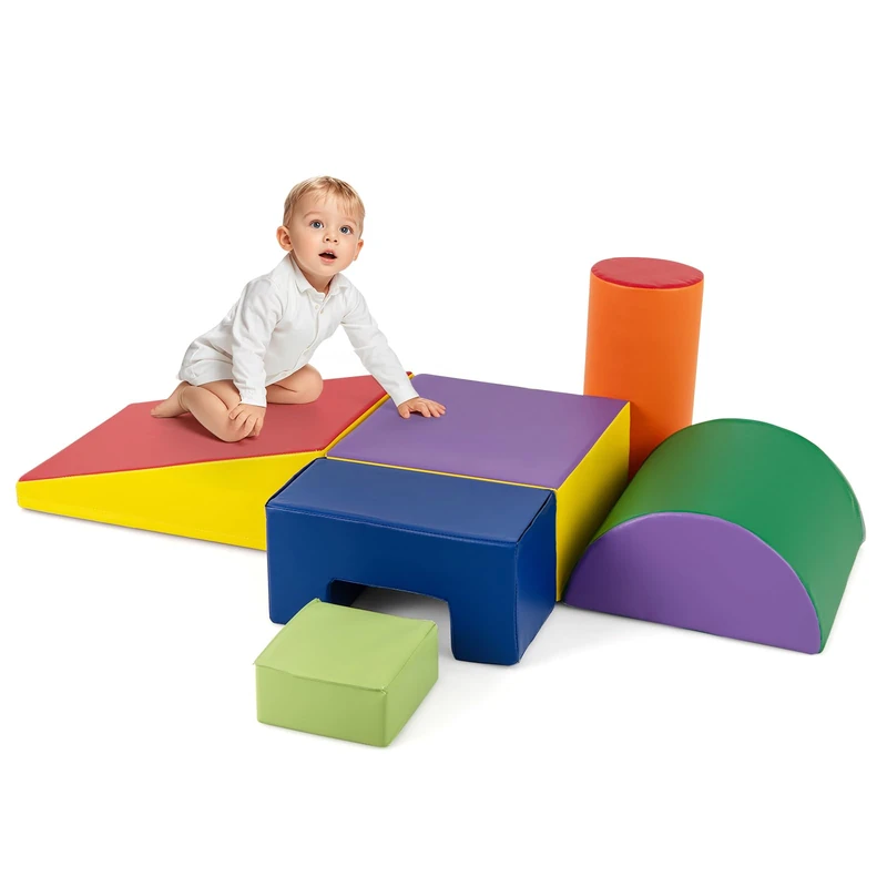 GYMAX Soft Play Equipment, 6-Piece Kids Activity Set