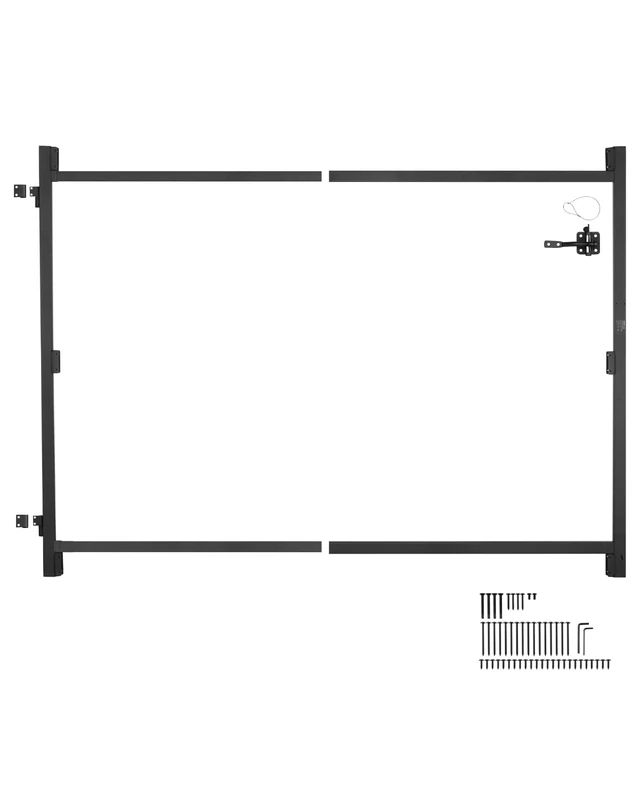 VEVOR Gate Building Kit, Fits 36 to 60 in Wide Openings, Up from 6 to 7 ft High Fence, Adjustable Gate Building Kit, Anti Sag Full Gate Frame Kit with Latch Lock and Screws, for Wooden Fence, Iron