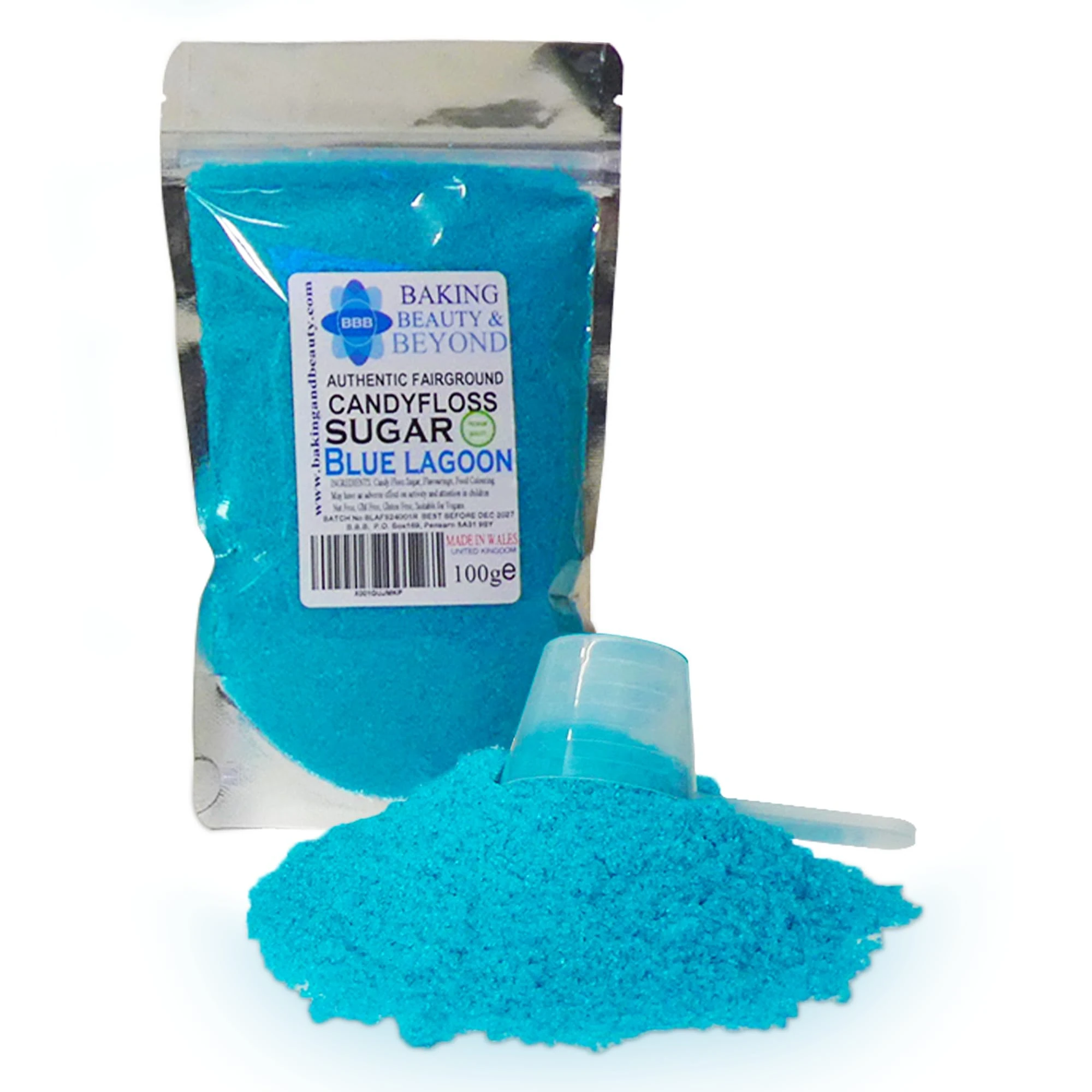 Baking Beauty and Beyond Premium Candy Floss Sugar 100g - Blue Lagoon Flavour