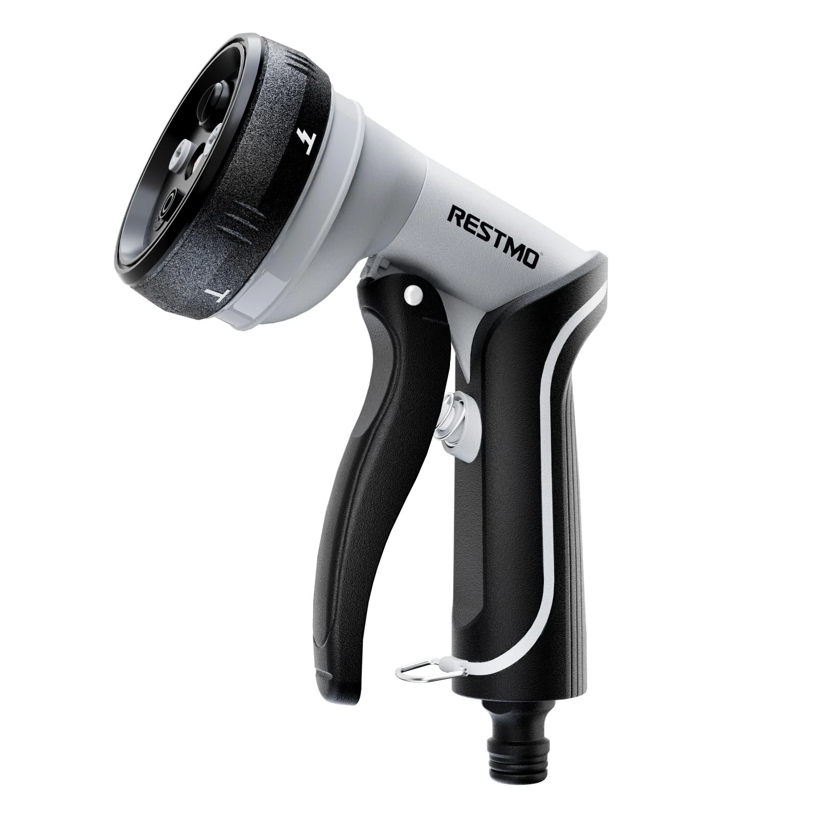 RESTMO Hose Pipe Spray Gun with 5 Spray Patterns, Garden Hose Sprayer with Unique Swivel Cone and Turbo-Sweeping Jet Modes, Ideal for Car Wash, Watering Plant, Pet Washing & Floor Cleaning – Grey