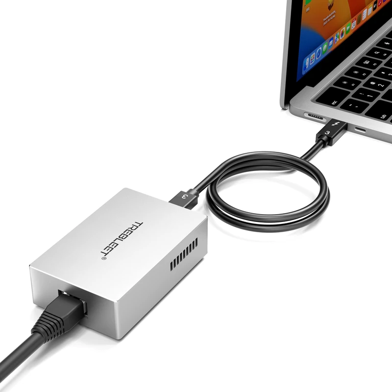 TREBLEET USB4 10GbE Ethernet Adapter, Compatible with Thunderbolt 4 and Thunderbolt 5, Built-in Silent Cooling Fan, 10GB high-Speed Network Connection Supports NAS, Windows, and Mac