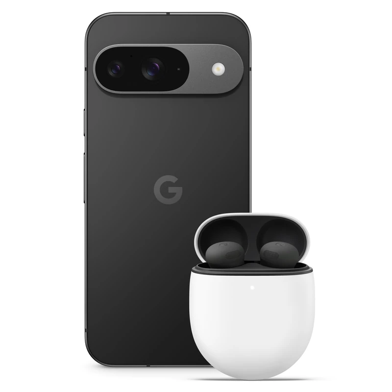 Google Pixel 9 - Unlocked Android Smartphone with Gemini, Advanced Camera, 24-Hour Battery, and 6.3" Actua Display - Obsidian, 128GB+Pixel Buds Pro 2