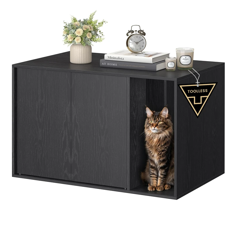 SONGMICS HOME Cat Litter Box Enclosure - Ebony Black PCL013B03