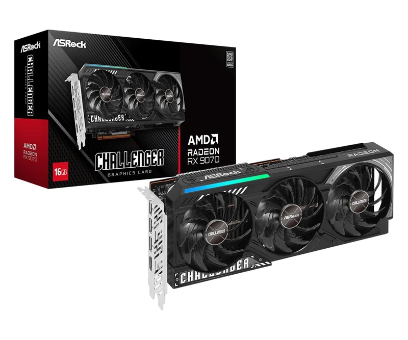 ASROCK VGA RX9070 CL 16G, AMD, RX9070, 16GB, GDDR6, 256BIT, 2HDMI + 2DP (3 Fans)