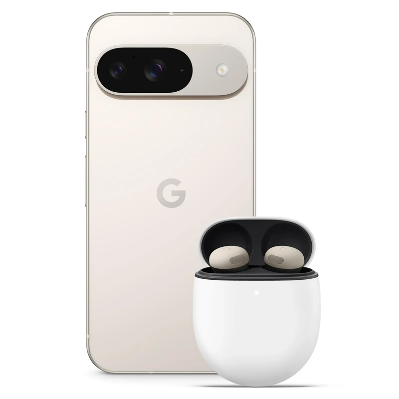 Google Pixel 9 - Unlocked Android Smartphone with Gemini, Advanced Camera, 24-Hour Battery, and 6.3" Actua Display - Porcelain, 128GB+Pixel Buds Pro 2