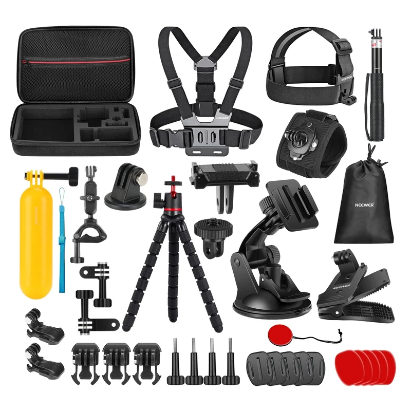 NEEWER 35 in 1 Action Camera Pro Accessories Kit Compatible with DJI Osmo Action 5 Pro 4 3 GoPro, Quick Release Adapter Mount for Diving Hiking Motorcycling Mountain Cycling Skiing Surfing Vlog, GP-51