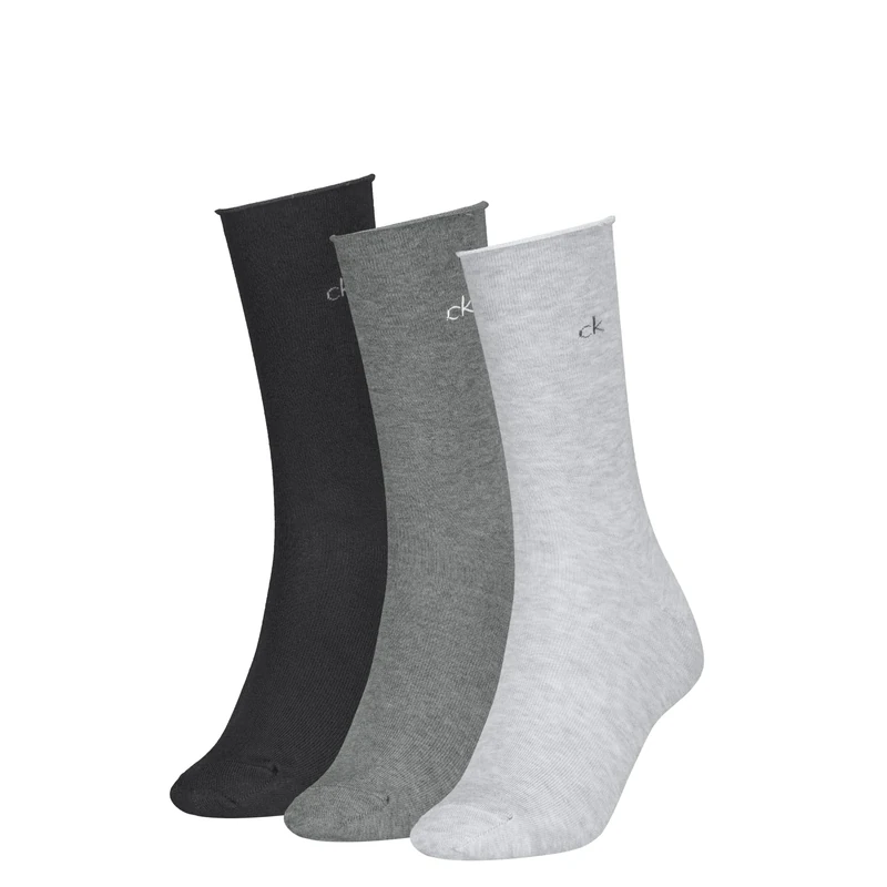 8719965009202 CK Women's Socks 3 Pairs Roll Top, grey melange, 35-38