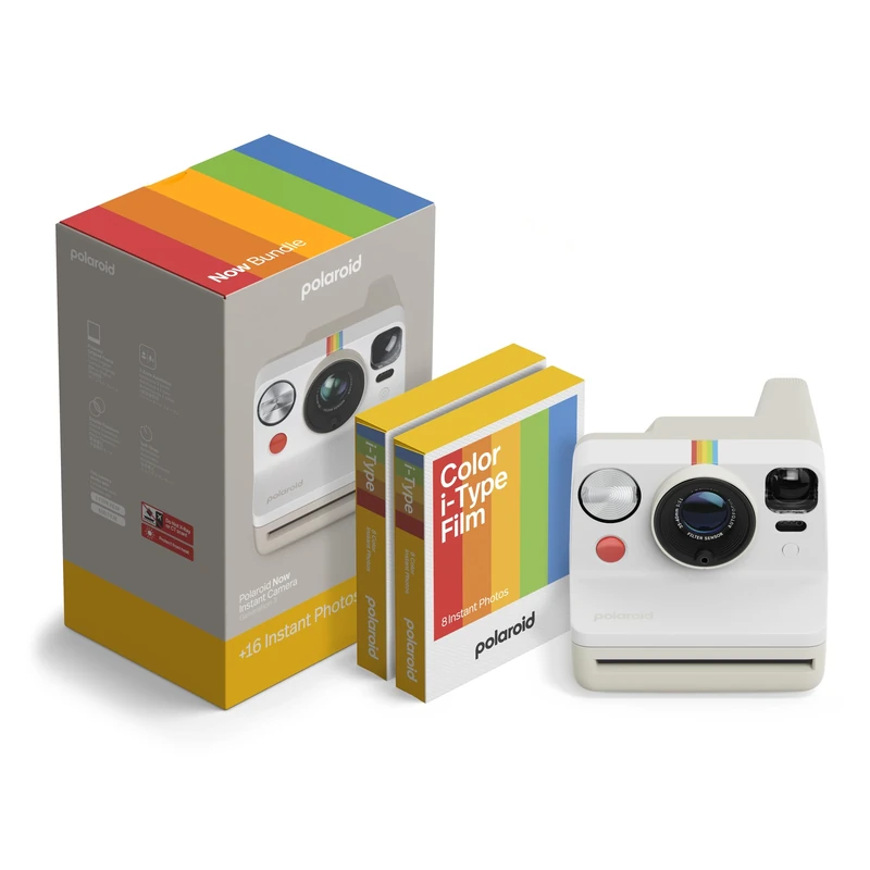 Polaroid - NOW Gen3 - Instant Camera - Camera + Color Film Bundle (16 photos) White (6561)