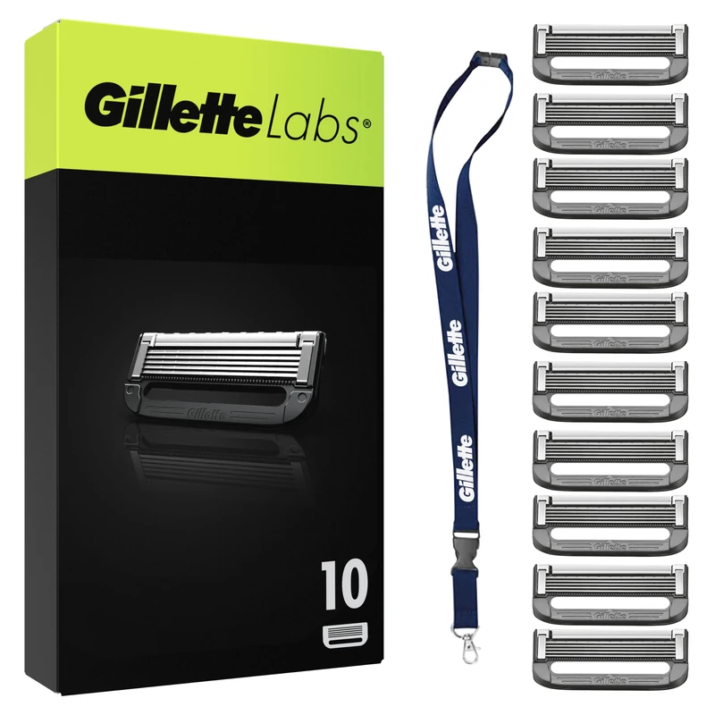 GilletteLabs Razor Blade Refills, 10 Pack with Keychain