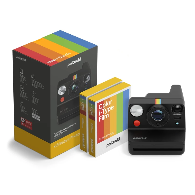 Polaroid - NOW+ Gen3 - Instant Camera Bluetooth Connected - Camera + Color Film Bundle (16 photos) Black (6562)