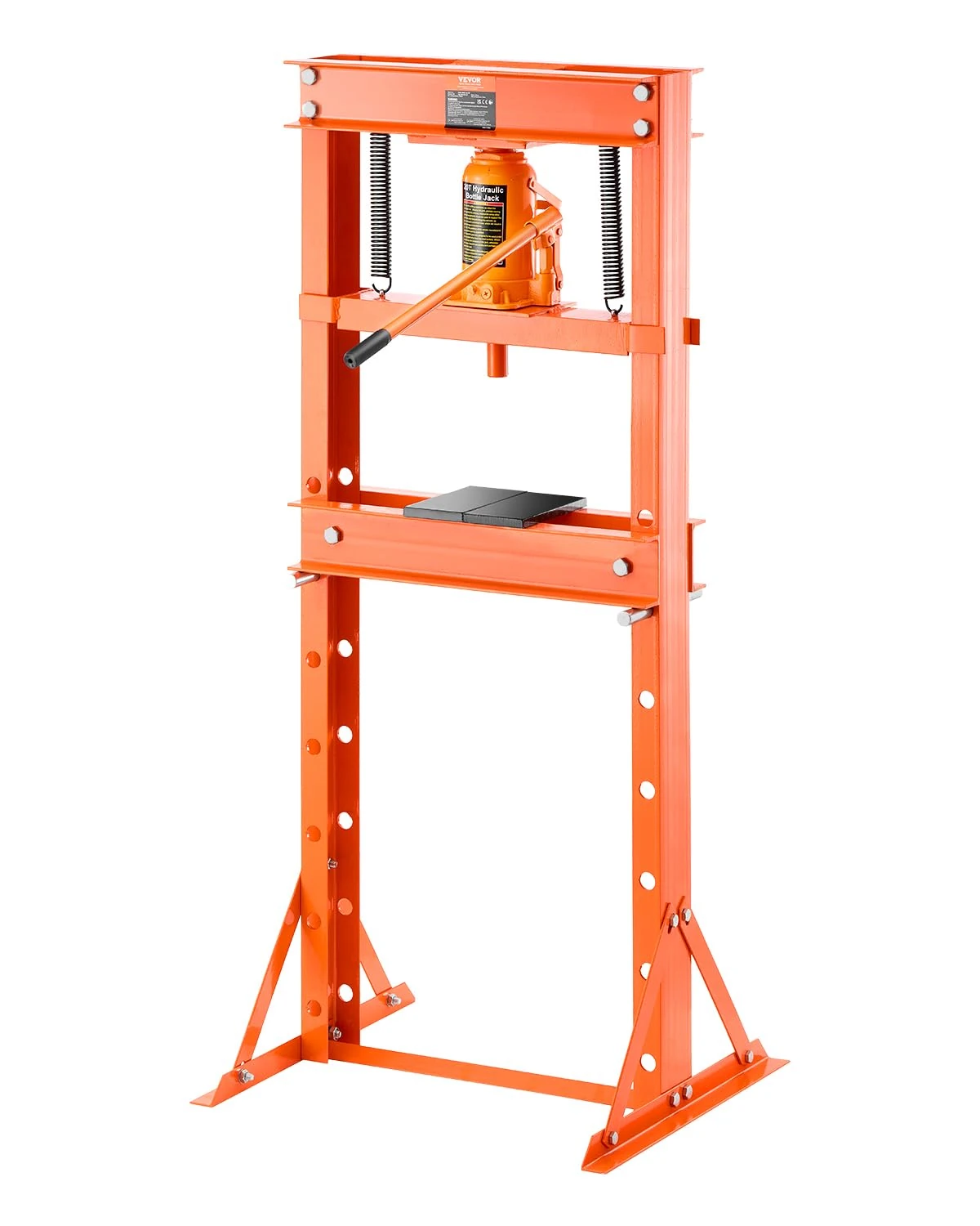 VEVOR Hydraulic Shop Press, 20 T H-Frame Shop Press with Press Plate & Triangular Support, Stable Garage Floor Adjustable Hydraulic Press with Relief Valve, Fit for Bending, Straightening & Stamping