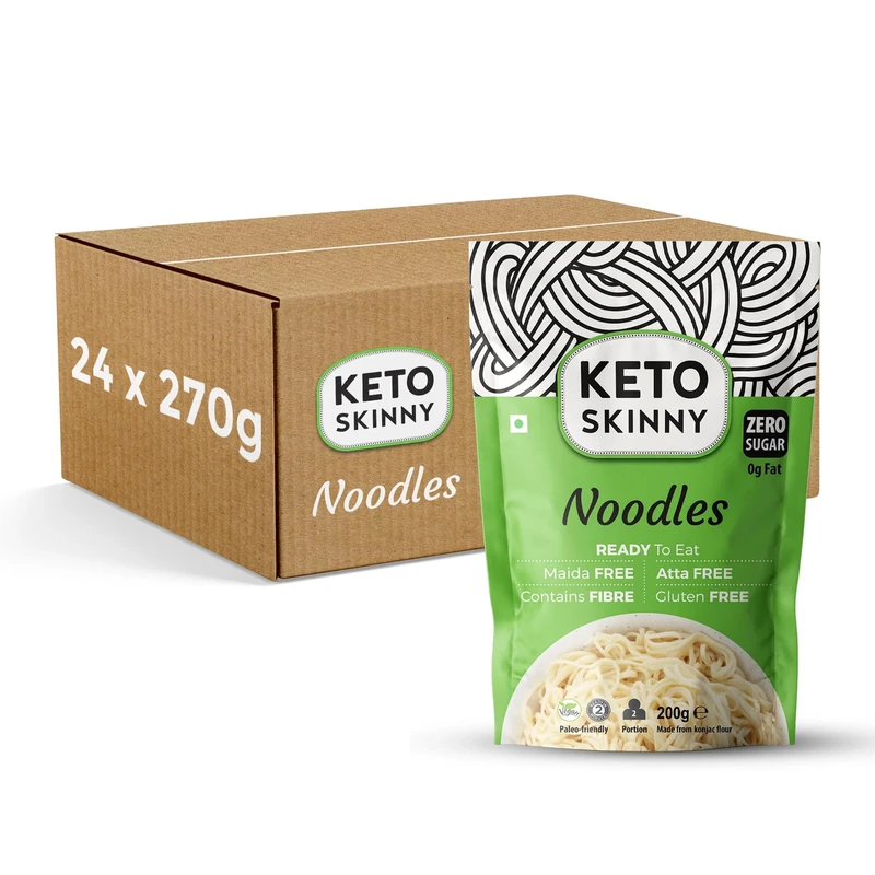 Keto Skinny Noodles (Pack of 24, 270g) | Organic Konjac Flour Shirataki | Zero Carb Noodles | Low Calorie | Vegan | Gluten Free | Keto & Paleo Friendly | Ready to Eat Konjac Noodle Alternative