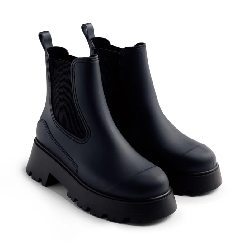 GIOSEPPO Women's Belding Rain Boot, Black/White, 6 UK