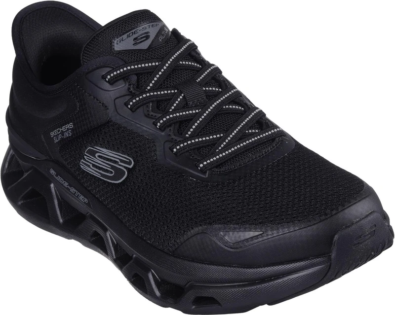 Skechers Men's Glide-Step Altus Turn Out Sneaker, Black Mesh/Duraleather, 13 UK