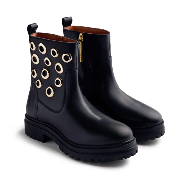 GIOSEPPO Leather Ankle Boots OLLADOS ONAMIA, Black/White, 4 UK