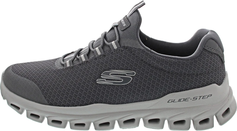 Skechers Men's Glide-Step Sylo Slip-On Sneakers, Charcoal Mesh/Pu, 7.5 UK
