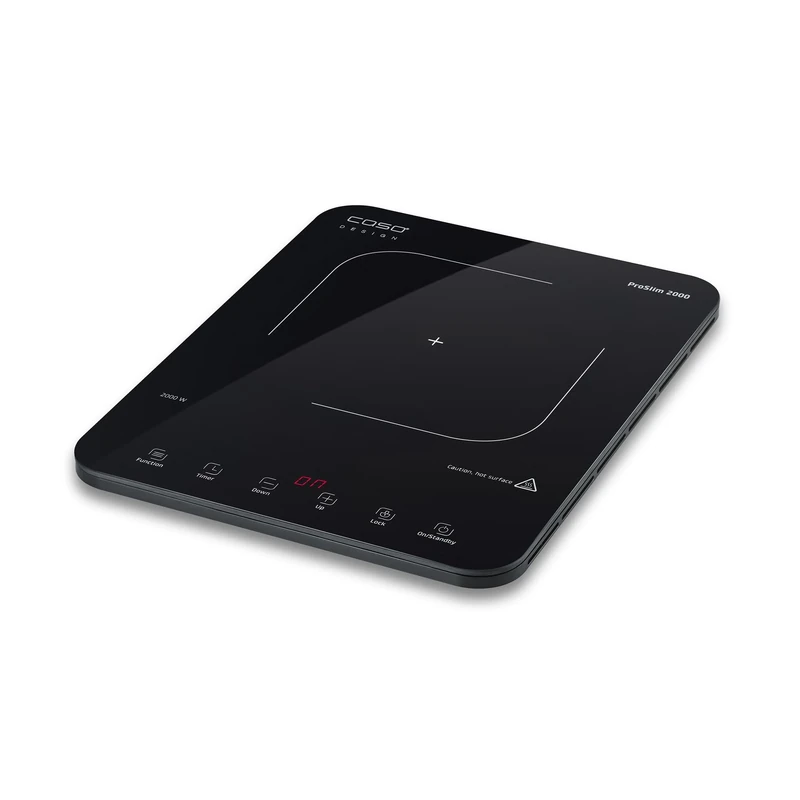 Caso Design ProSlim 2000 Portable Induction Hob, Single Electric Hob with 10 Power Levels up to 240°C, Portable Cooktop, Sensor Touch, LED Display, Timer & Overheat Protection, Child Lock, 2000W