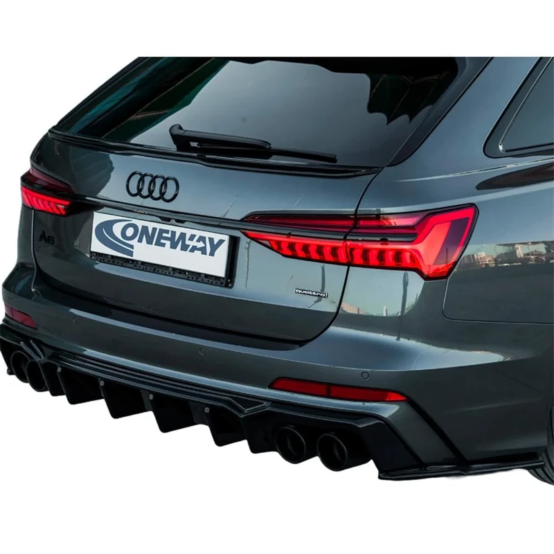 Oneway Rear Side Diffusors compatible with Audi A6 S-Line/S6 C8 (Sedan/Avant) 2018- - Gloss black