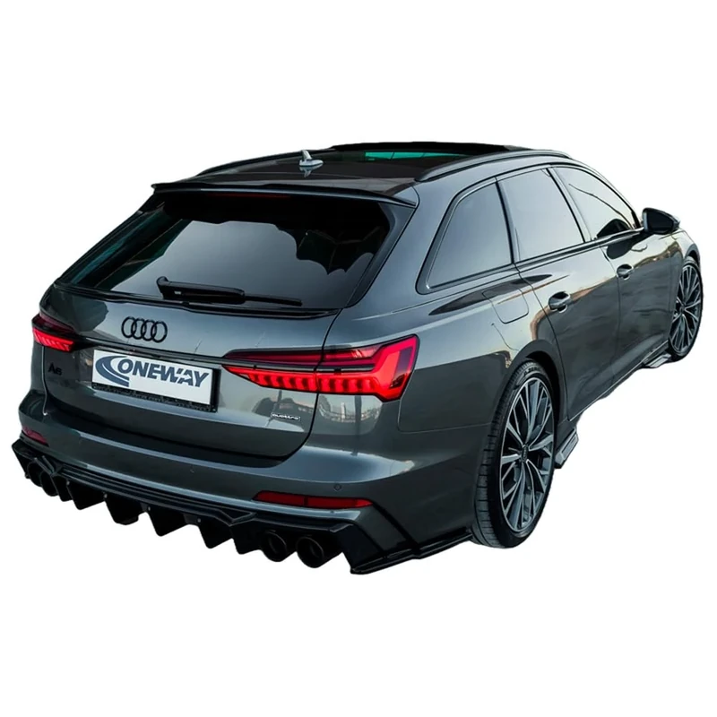 Oneway Rear Diffuser compatible with Audi A6 S-Line/S6 C8 (Sedan/Avant) 2018- - Gloss black