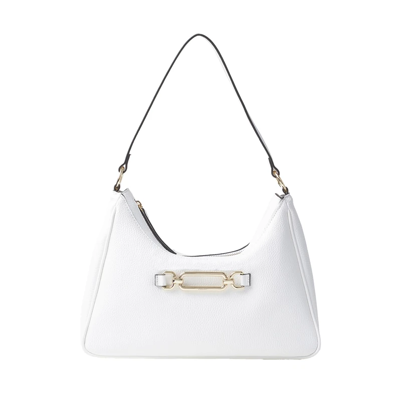 Fiorelli Women's Emilia Hardware Shoulder Bag, Stylish Handbag with Chain Link Detail, White Faux Leather