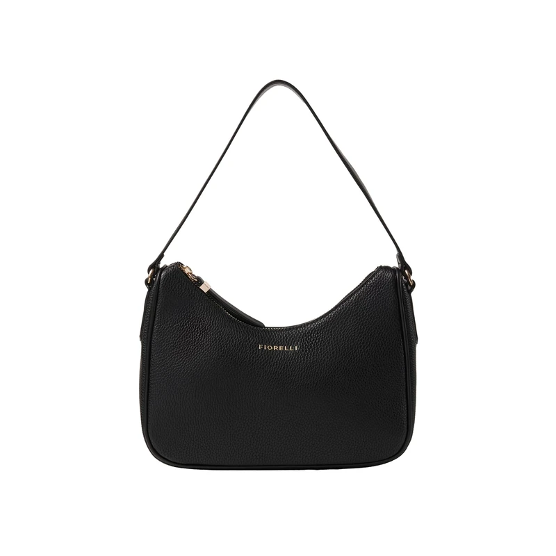 Fiorelli Women's Blake Shoulder Bag, Stylish Handbag with Gold Hardware, Black Pebbled Faux Leather