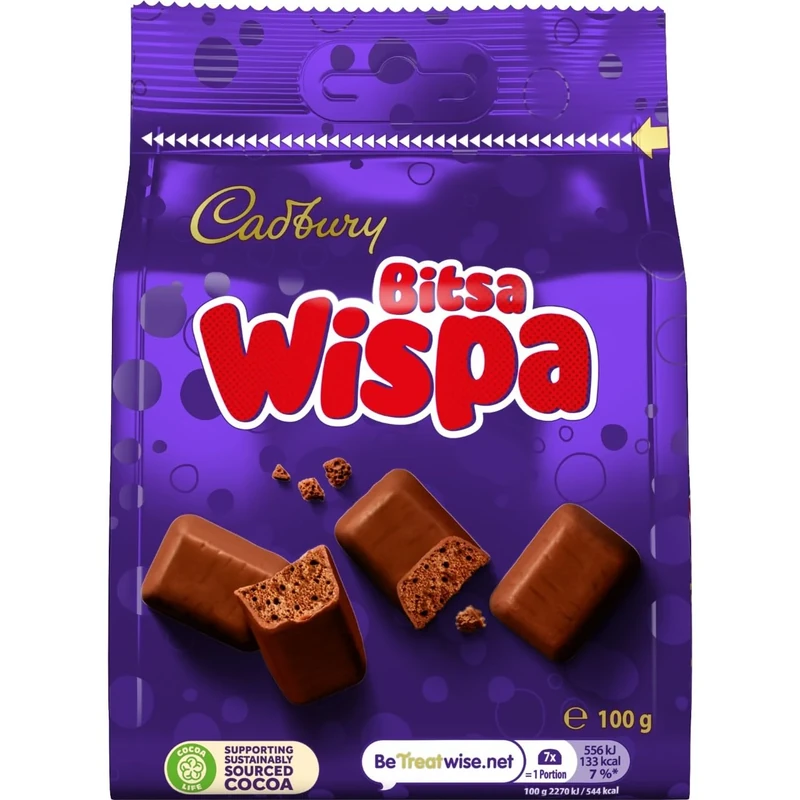 Cadbury Milk Chocolate Wispa Bitsa, Sharing Bag, Bite Size Treats, 100 g (Pack of 1)