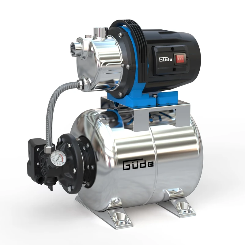 Güde HWW 1000 ES Domestic Water Station (1000 W, Boiler Capacity 20 l, Discharge Volume 3800 l/h, Discharge Height 44 m max., Suction Height 7 m, noryl Wheel, Tank in