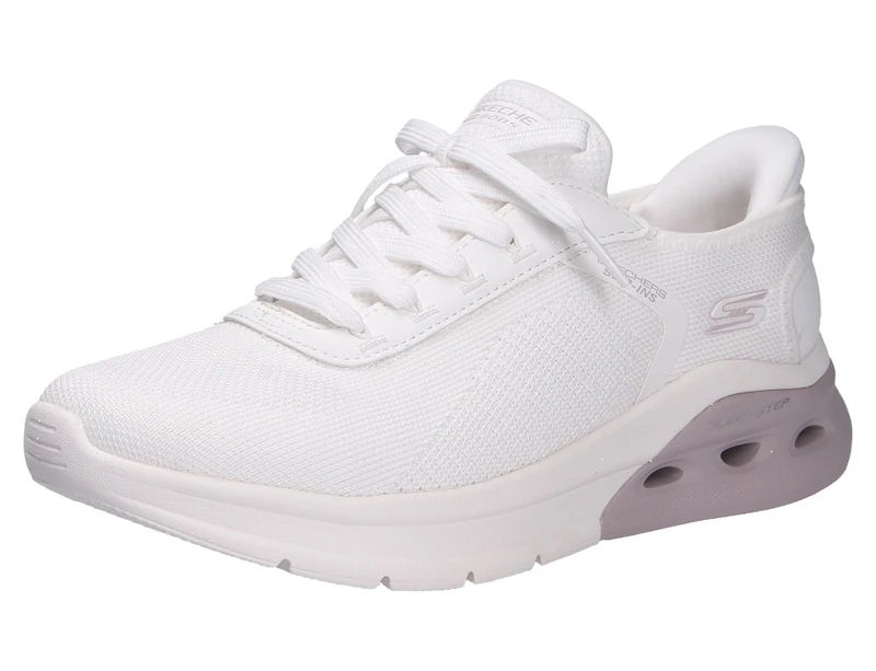 Skechers Women's Bobs Arc Waves 2.0 Now It Slip-On Sneakers, Off White Engineered Knit, 6 UK