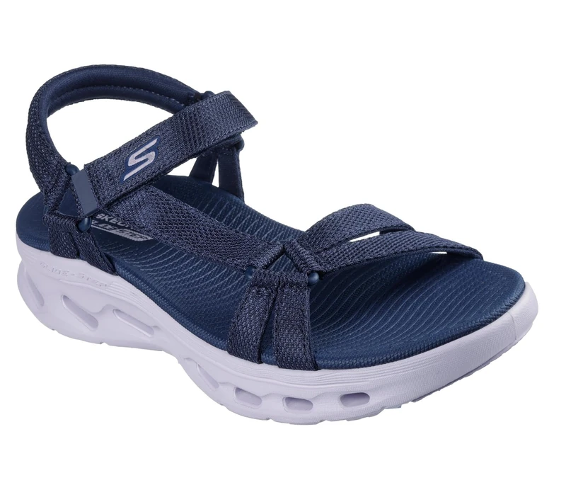 Skechers Women's Go Walk Glide-Step 2.0 Sandal Rowen Sandals, Navy/Lavender Textile, 3 UK