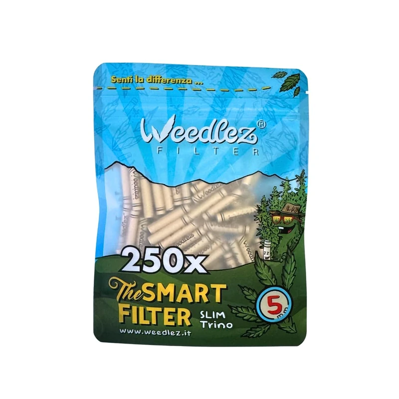 Weedlez Pipe Filters Activated Charcoal 5 mm "Slim Trino" SmartFilter - Ceramic + Cellulose + Vegan Coconut Charcoal - Made in Italy - Pipe Accessory, No Clogging - 250 Filters - Image 1