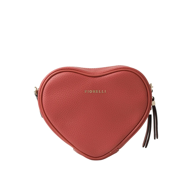Fiorelli Women's Esme Heart Crossbody, Stylish Handbag with Adjustable Straps & Chain Detail, Red Faux Leather