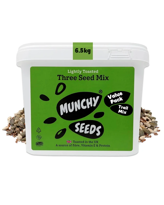 Munchy Seeds Lightly Toasted 3 Seed Mix, Pumpkin Seeds, Sunflower Seeds & Flaxseed, Free from Nuts, Seeds for Baking, Breakfast Cereals & Granola, Mixed Seeds to Eat, Mixed Seeds for Eating 6.5KG
