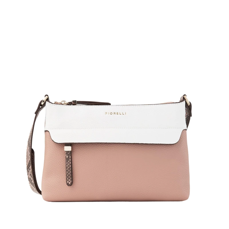 Fiorelli Women's Isla Crossbody Bag, Lightweight & Stylish Shoulder Handbag with Adjustable Straps, Faux Leather, Snake, White & Caramel Print