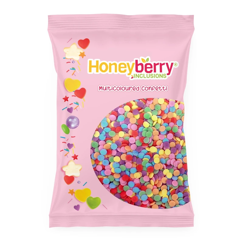 Rainbow Confetti Sprinkles 55g Sachet - Natural Edible Multicoloured Circles Decorating Sprinkles - Perfect for Baking, Cupcake and Cake Decorations, Ice Cream, Desserts and Icing Decoration Toppers