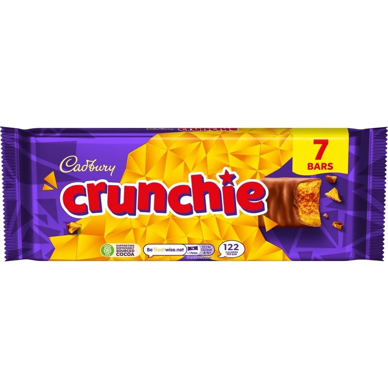 Cadbury Crunchie Milk Chocolate and Honeycomb Bars 26.1 g (Pack of 7 Bars)