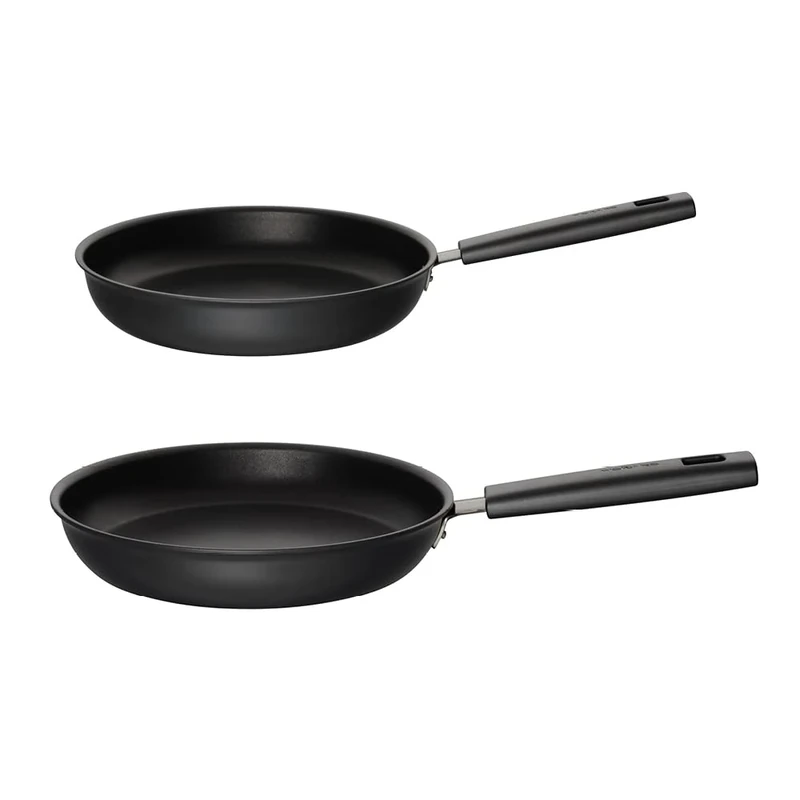 Fiskars Frying pan Set, Hard Face, Diameter 24 cm and 28 cm, Suitable for All hobs, Non-Stick Coating, Scratch-Resistant, Aluminium/Plastic, Set of 2, Black, 1075532