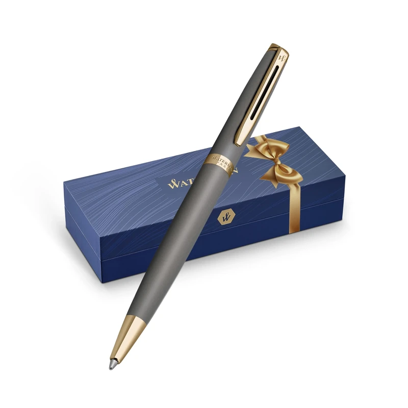 Waterman Hémisphère Ballpoint Pen | Stone Grey (The Understated Edit Collection) | Medium Point with Blue Ink | Gift Box