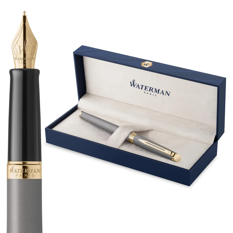 Waterman Hémisphère Fountain Pen | Stone Grey (The Understated Edit Collection) | Medium Nib with Blue Ink | Gift Box